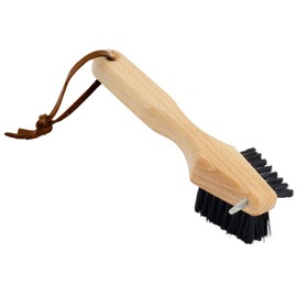 REDECKER Shoe Sole Brush - Wild Boar Bristle, Oiled Beechwood and Stainless Steel Design, 3 Ways to Clean, Made in Germany - Stiff Bristle Boot Brush - Stiff Boot Sole Brush