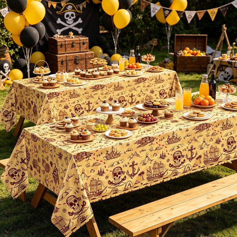 Pirate Tablecloth Treasure Map Tablecover Rectangular 51 x 86inch Treasure