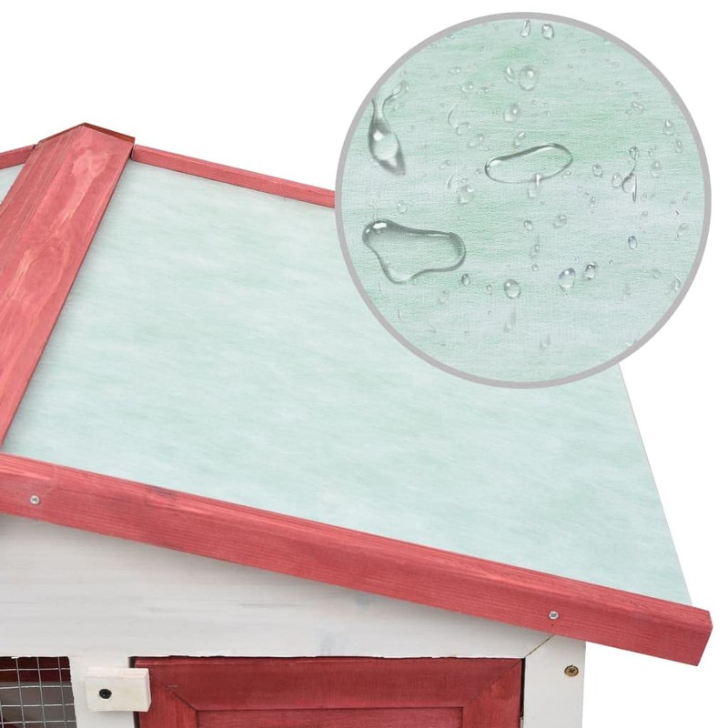 CHARMMA Outdoor Rabbit Hutch 3 Doors Red Wood-Red-14.81KG
