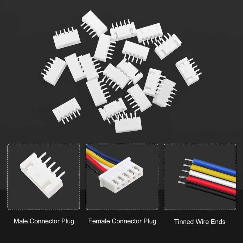 Lyeteung 20 Sets JST 2.54 XH 5 Pin Connectors, Mini