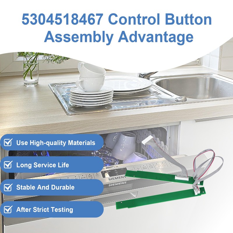 5304518467 Dishwasher User Interface Control Button Assembly, Compatible With White-Westinghouse/Electrolux/Frigidaire