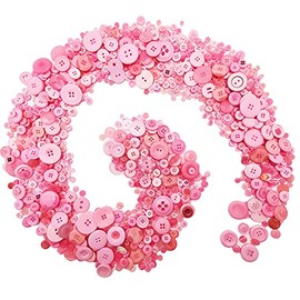 1600 unidades de botones rosas para manualidades a granel, variedad de tamaños, surtido de botones rosas para manualidades, costura, arte DIY, decoración