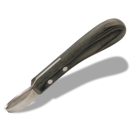 USUNFARM Hoof Knife Double Edged Hoof Trimming Knife with Wooden Handle，Stainless Steel Loop Blade Multipurpose Hoof Trimming Knife for Livestock,for Cutting Horses Donkeys Cows Hooves (Black Stripe)