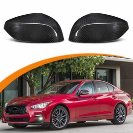 Meyffon Real Carbon Fiber Mirror Cap Covers Compatible with 2014-2020 Infiniti Q50 Q50S Door Rearview Mirror Cap Left and Right