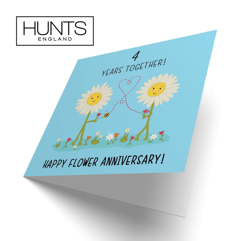 Hunts England - 4th Wedding Anniversary Card - Flower Anniversary