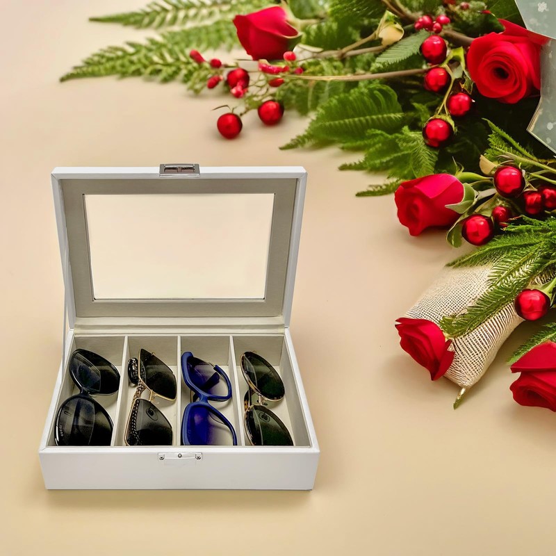 UnionPlus 4-Slots Sunglasses Case Organizer, Eyeglass Glasses Display Holder Collector,