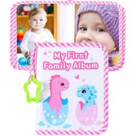 Reallnaive Baby My First Family Album Soft Toddler Photo Album 5.5" x 7" First Year Soft Photo Cloth Book Gift Set for Newborn Toddler Kids Baby Shower(Dinosaur Eggs)