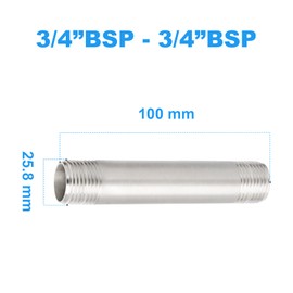 ERGAOBOY 2 pieces 100 mm 3/4 inch x 3/4 inch BSP male thread cast pipe 304 stainless steel pipe fittings
