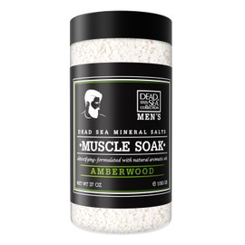 Dead Sea Collection Bath Salts for Men with Amberwood Oil - Muscle Recovery Bath Soak – Mens Pure Dead Sea Salt for Soothing and Relaxing - 37 Oz