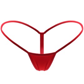 Mbotnee Women's G-Strings Micro Thongs Tiny Panties Underwear (US, Alpha, Small, Regular, Regular, Red)