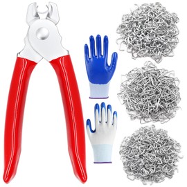 Ruibapa 540pcs Hog Rings with Straight Hog Ring Pliers Kit 3/4" 1/2" 3/8 "Galvanized Hog Rings for Animal Pet Cages、Ropes、Bagging、DIY Craft、Furniture