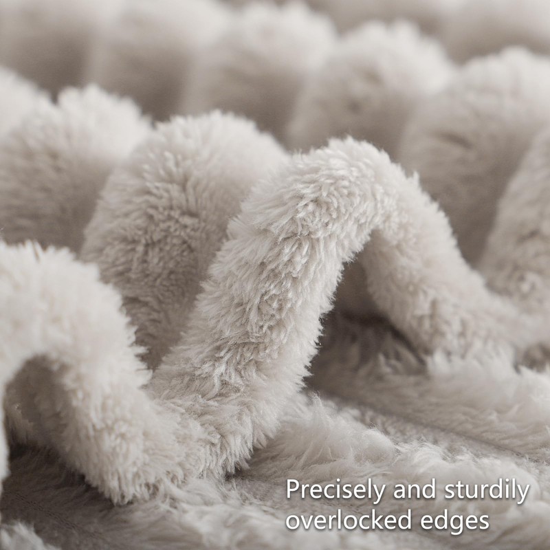 RUIKASI Fleece Throw Blanket for Sofa - Single Fluffy Beige