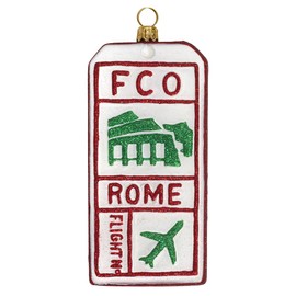 Joy to the World Rome Italy Luggage Tag Polish Glass Christmas Tree Ornament