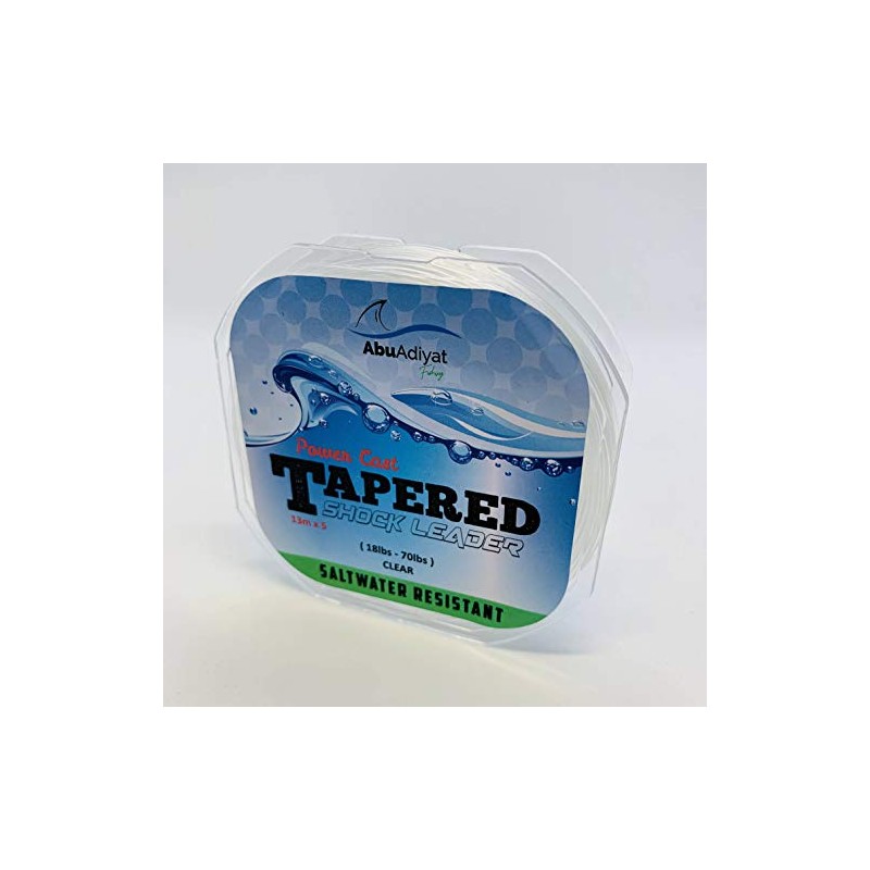 AbuAdiyat fishing POWER CAST TAPERED SHOCK LEADER (13mX5) (Clear, 18-70lbs)