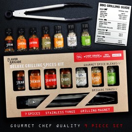 Deluxe Grilling Gift for Men - BBQ Accessories - Gourmet Spice Blends & Seasonings, Tongs, BBQ Magnet, Meat Rubs, Unique Gift for Dad, Son, Brother, Father in Law, Cooking Chefs, Guys, 17 Piece Set