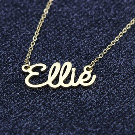 Awegift Name Necklace Big Initial Gold Plated Best Friend Jewelry Women Gift for Her Ellie