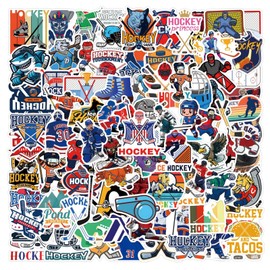 110Pcs Ice Hockey Stickers for Water Bottle, Puckster Vinyl Laptops Decorative Decals for Luggage Journal Guitar Skateboard, Cartoon Aesthetic Sports Sticker Gift for Kids Teens Adults (Hockey-110)