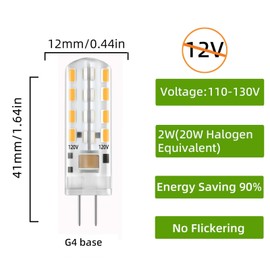 OUSHELUYA G4 120V Led Light Bulb 20W Halogen Equivalent Warm White 3000K 2W 200 Lumen Bulbs 120V Pack of 10
