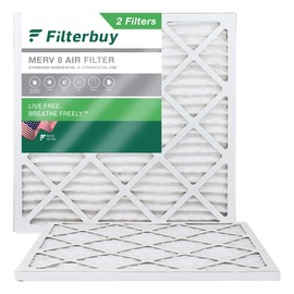 Filterbuy 24x24x1 Air Filter MERV 8 Dust Defense (2-Pack), Pleated HVAC AC Furnace Air Filters Replacement (Actual Size: 23.38 x 23.38 x 0.75 Inches)