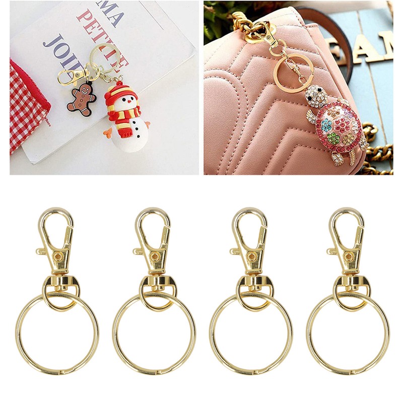 100PCS Gold Lobster Claw Clasp with Key Rings Rustproof Metal