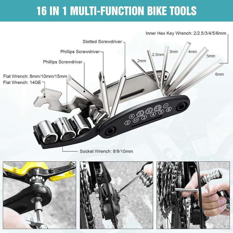 Ergonomic Bicycle Handlebar Grips with Foldable Repair Tool, 22 mm