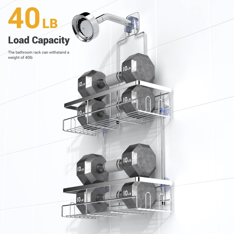 AKTECKE Shower Caddy Hanging Bathroom Organizer: Rustproof Shower Shelf for
