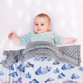 New Born Baby Boy Blanket Double Layer Fuzzy Nursery Toddler Blankets Soft Minky Daycare Baby Boys Blanket with Dotted Backing for Baby Shower Birthday Gift 30 x 40 Inch (Mountain, 1)