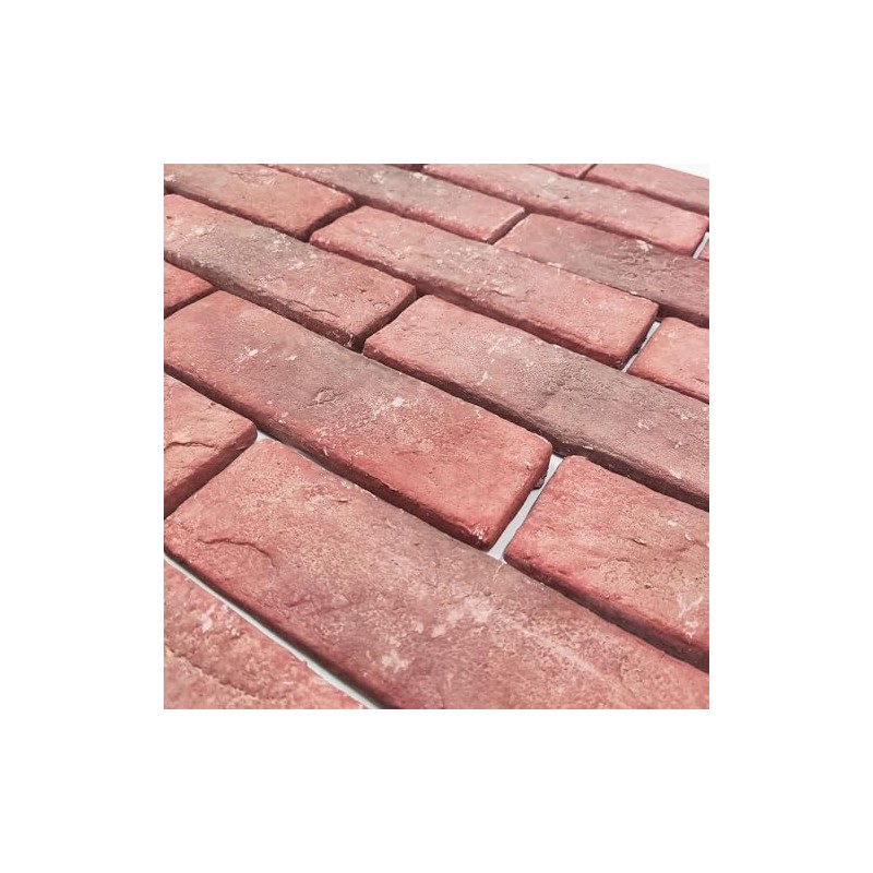 20 Pcs Red Thin Wall Brick Veneers, 2.4" x 7.9"