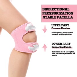 FVVWVV Patella Knee Brace for Women Men, Adjustable Non-Slip Patellar Tendon Support Strap Brace Hiking, Running, Meniscus Tear, Arthritis, Tendonitis, Injury Recovery (Pink)