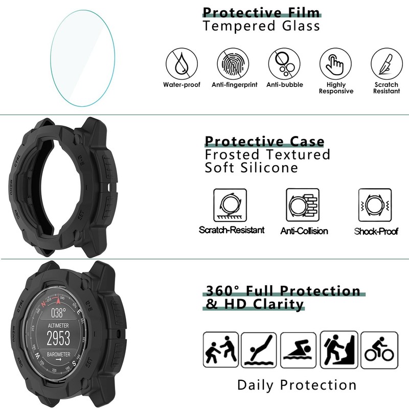 [1+4 Pack] Case with Tempered Glass Screen Protector Compatible with