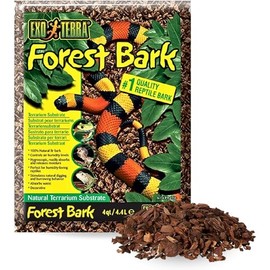 Exo Terra Forest Bark Natural Terrarium Substrate, 4 Quarts, PT2750 | 100% Natural Fir Bark for Reptiles | Hygroscopic Moisture Control | Ideal for Humidity-Loving Reptiles | Encourages Digging Behavior