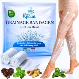 Ritalia Cellulite Wrap - Draining Leg Wrap with Cold Effect Toning and Anti-Fatigue Effect - Cosmetic Bandage with 100% Natural Extracts