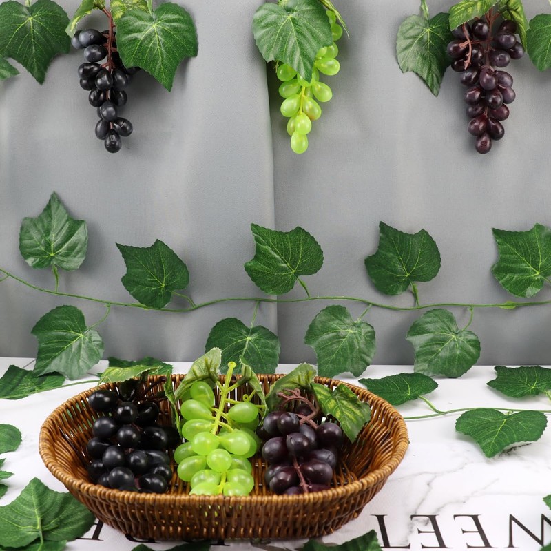ginojex Artificial Grapes 6 Bunches with 3 Strands Fake Grape