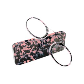 COVESATO Mini Armless Reading Glasses for Men Women Slim Thin Clip on Nose Readers with Small Portable Case(Pink Leopard,2.50)