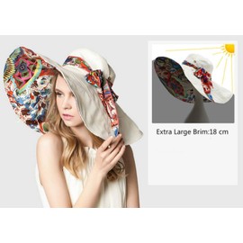 Packable Reversible Large Brim Floppy Sun Hat UPF 50 Sun Protection Travel Beach Hat Beige