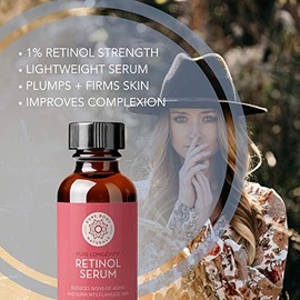 Pure Body Naturals Suero facial de retinol, suero de retinol con hamamelis, aceite de mirto y ginseng, crema antiedad y corrector de manchas oscuras p