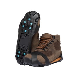 Yatta Life City Spikes Ice Snow Grips - Non-Slip Rubber with TPR Strap 10 Stud Spikes, Traction Crampons for Hiking Walking on Snow & Ice (Black, M)