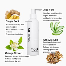 Anti-acne Body Wash by Y'OUR | Body, Back, Chest Acne | Exfoliating and Hydrating | Salicylic Acid, Aloe Vera, Ginger Root | Body Care & Comfort