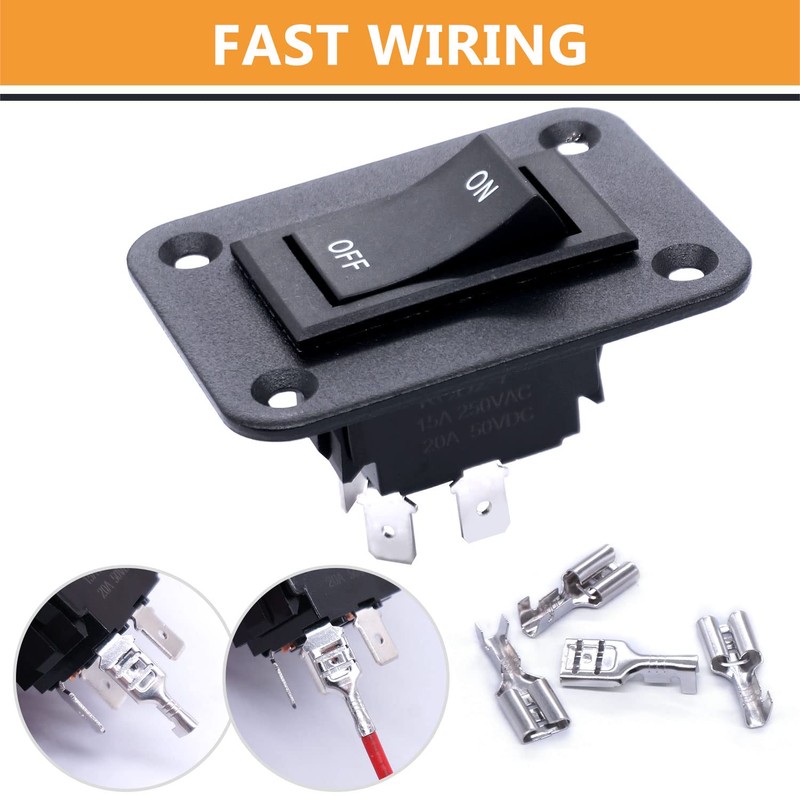 Taiss On-Off Switch 12V 20A 4 Pins DPST Rocker Switch