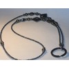 Hematite Square Design Beaded Eyeglass Chain With Ring 28 inches