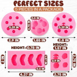 5Pcs Fruit Snack Molds Silicone - Fruit Shaped Silicone Mold Fruit Molds Pineapple Slice Silicone Mold 3D Strawberry Silicone Mold for Orange Blueberry - Gummy Candy Mold Silicone for Handmade Jelly