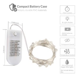 12 Pack Fairy Lights Battery Operated with Timer 6.5feet Silver Wire 20 LEDs Waterproof 8 Modes Twinkle Lights for Garden Bedroom Wedding Christmas Party Mason Jar Decor Celebration Lighting (Blue)