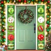 2PCS Christmas Porch Sign Door Banner Decorations (Green)
