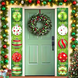 2PCS Christmas Porch Sign Door Banner Decorations (Green)