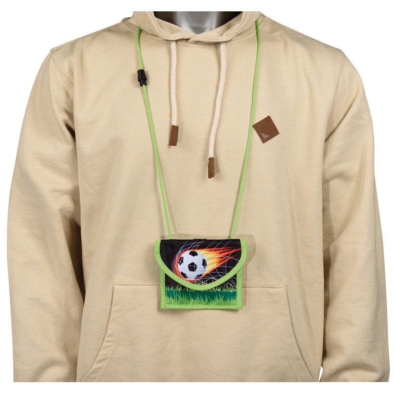 Wedo 2413001 Football Neck Pouch, Made of Polyester, Safety Cord,