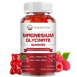 Gomitas de glicinato de magnesio, suplemento de magnesio sin azúcar con glicinato de magnesio 400 mg, L-treonato de magnesio 200 mg para un estado de ánimo tranquilo, músculo, hueso y sueño para