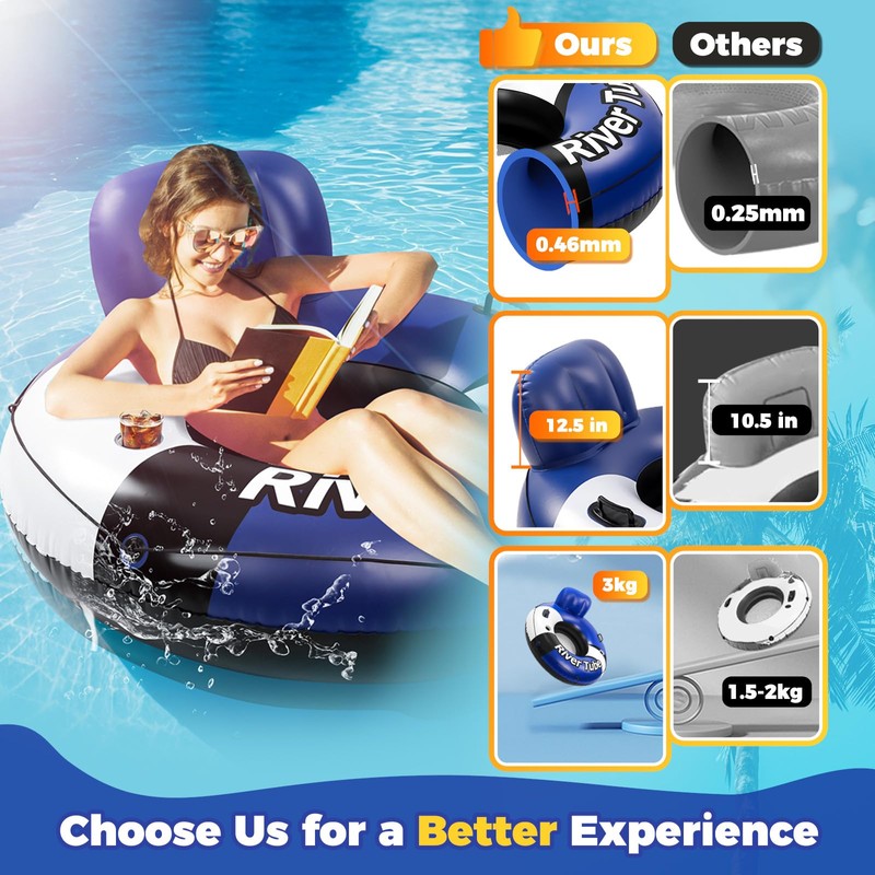 KIZJORYA 2025 New & Upgraded River Tubes for Floating Heavy