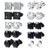 10 Pairs Men's Square Diamond Stud Earrings Silver Black Cubic