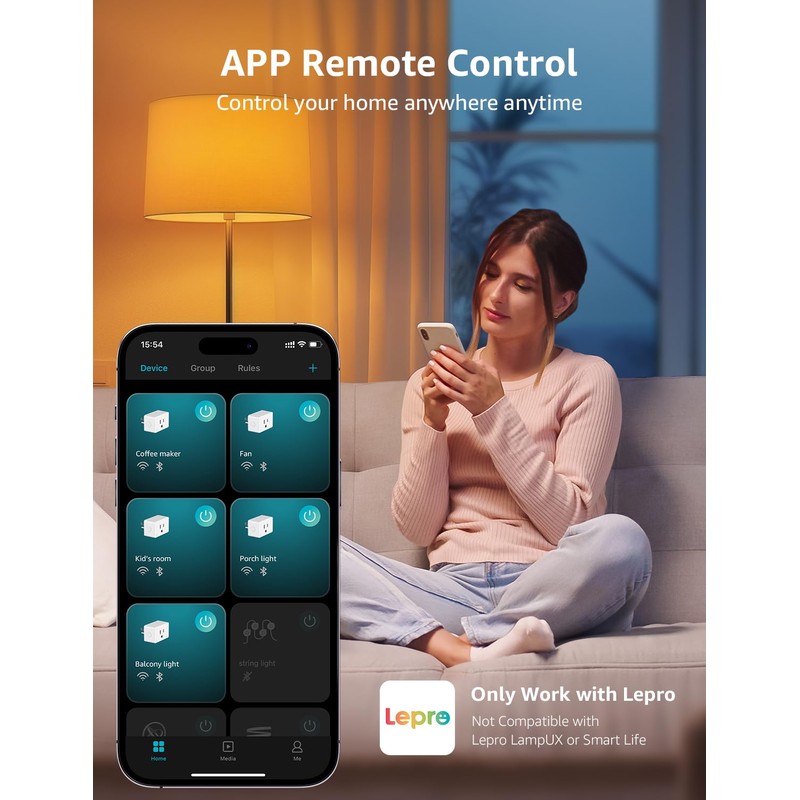 Lepro P1 Smart Plug Mini 15A, Smart Home WiFi Outlet