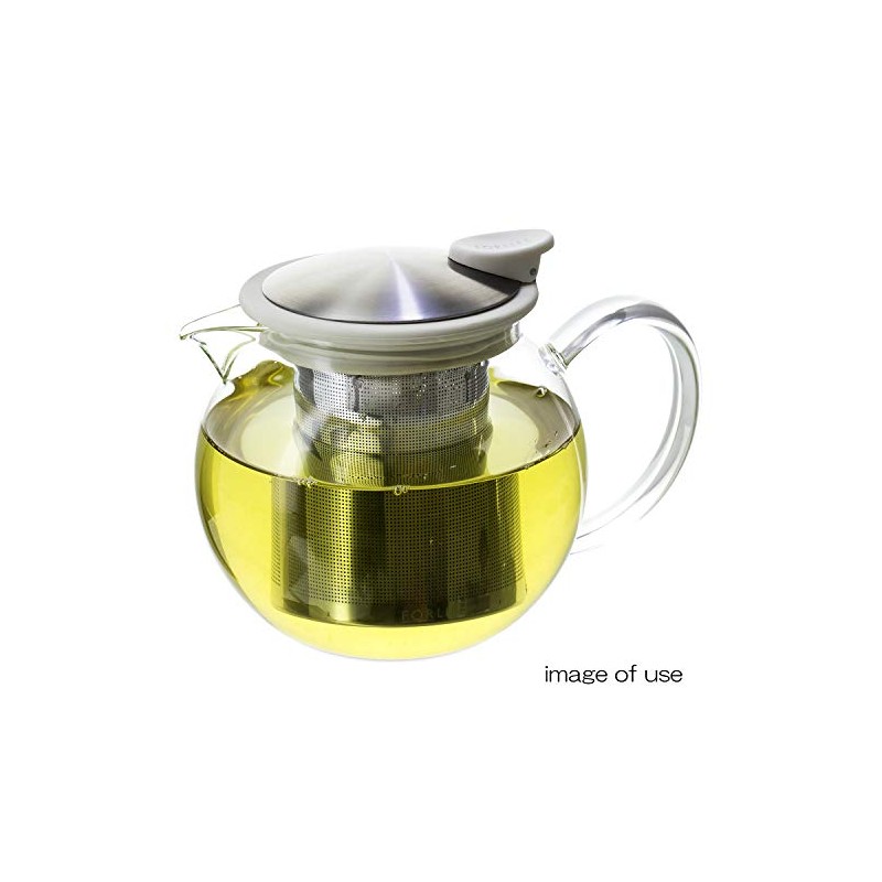 FORLIFE Bola Glass Teapot with Basket Infuser, 25oz./750ml., White